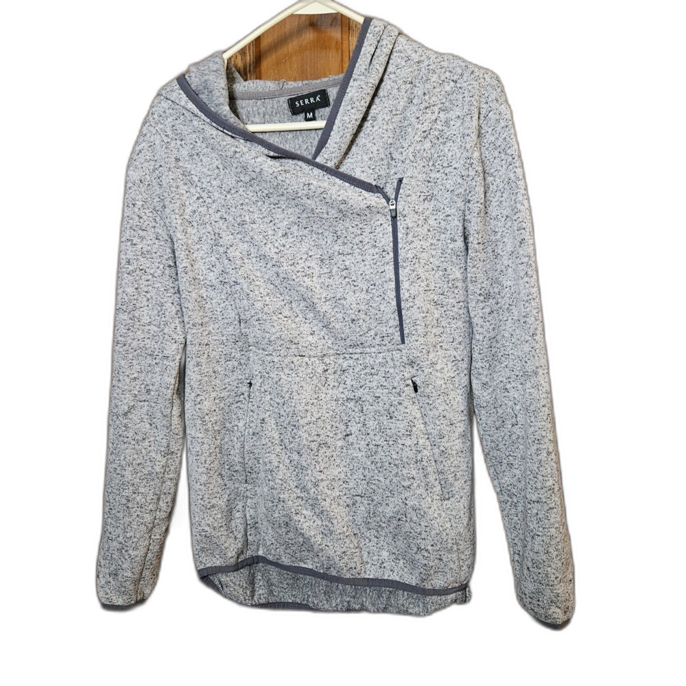 Serra Half Zip Hoodie Gray with Zip Pockets Womens‎ Size Medium Fleece Lined